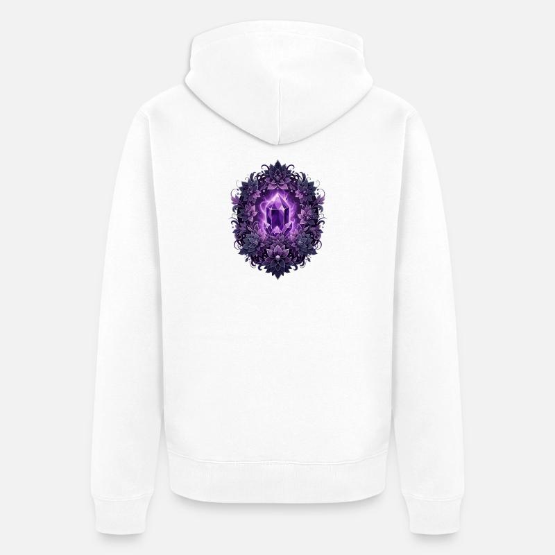 Cercle de Lotus au Cristal Pourpre - Veste à capuche bio Premium Unisexe - blanc