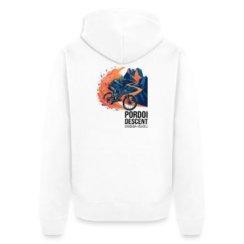 Pordoi Descent MTB Fast Action Modern Vector Art - Unisex Premium Organic Zip Hoodie - white - Back - Thijin (182cm)