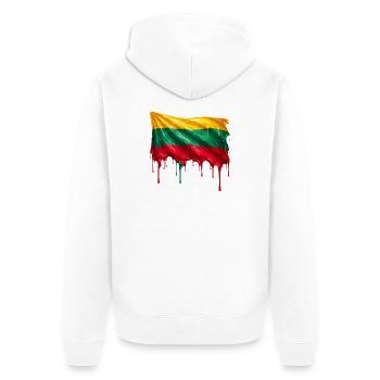 Litauische Flagge bunte Farbe - Unisex Premium Bio Zip Hoodie - Weiß - Hinten - Thijin (182cm)