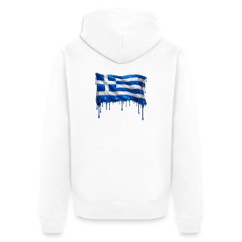 Griechische Flagge bunte Farbe - Unisex Premium Bio Zip Hoodie - Weiß - Hinten - Thijin (182cm)