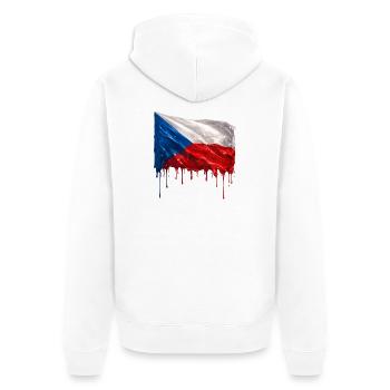 Tschechische Flagge bunte Farbe - Unisex Premium Bio Zip Hoodie - Weiß - Hinten - Thijin (182cm)