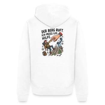 Berg ruft Hilfe Klettern Humor - Unisex Premium Bio Zip Hoodie - Weiß - Hinten - Thijin (182cm)