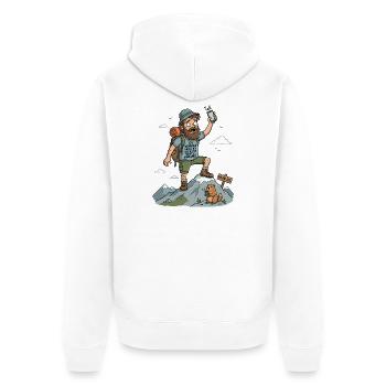 Wandern Empfang Gipfel Humor - Unisex Premium Bio Zip Hoodie - Weiß - Hinten - Thijin (182cm)