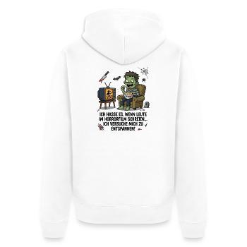 Zombie Horror Nacht Humor - Unisex Premium Bio Zip Hoodie - Weiß - Hinten - Thijin (182cm)