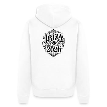 Ibiza 2026 Palme - Unisex Premium Bio Zip Hoodie - Weiß - Hinten - Thijin (182cm)
