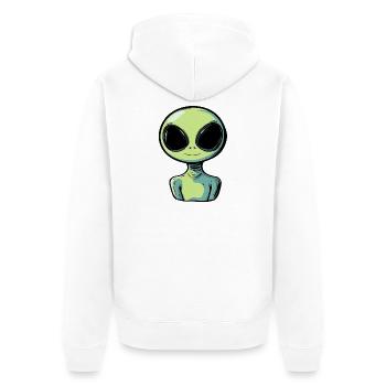 Alien Martian - Unisex Premium Organic Zip Hoodie - white - Back - Thijin (182cm)