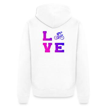 Geschenkidee für einen Roadbike mit Roadbike - Unisex Premium Bio Zip Hoodie - Weiß - Hinten - Thijin (182cm)