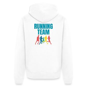 Running Team - Unisex Premium Bio Zip Hoodie - Weiß - Hinten - Thijin (182cm)
