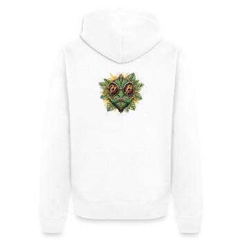 Chamäleon mit Brille im Dschungel - Unisex Premium Bio Zip Hoodie - Weiß - Hinten - Thijin (182cm)