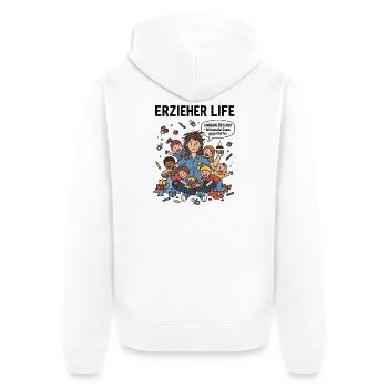 Kaffeechaos mit Kindern - Unisex Premium Bio Zip Hoodie - Weiß - Hinten - Thijin (182cm)