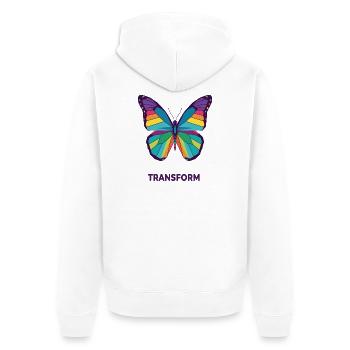 Rainbow Geometric Butterfly - Unisex Premium Organic Zip Hoodie - white - Back - Thijin (182cm)