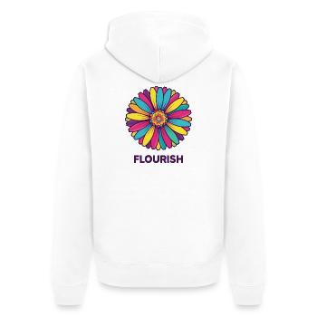 Flourish Bloom Colorflower - Unisex Premium Organic Zip Hoodie - white - Back - Thijin (182cm)