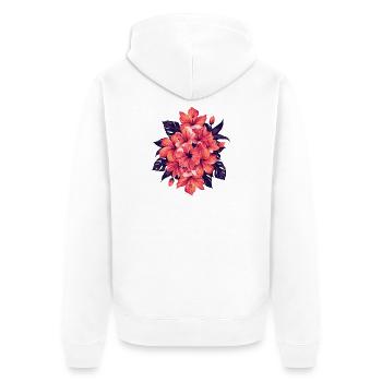 Hibiskus Bouquet in Korallenrot - Unisex Premium Bio Zip Hoodie - Weiß - Hinten - Thijin (182cm)