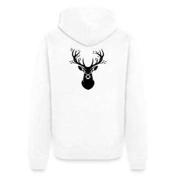 Hirsch Geweih Wald Silhouette - Unisex Premium Bio Zip Hoodie - Weiß - Hinten - Thijin (182cm)