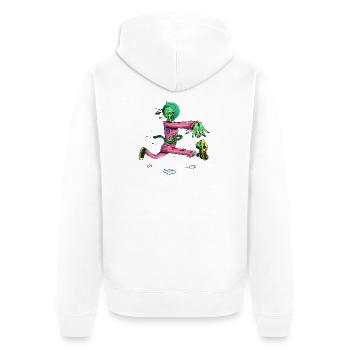 Zombie Runner Neon Pop - Unisex Premium Bio Zip Hoodie - Weiß - Hinten - Thijin (182cm)