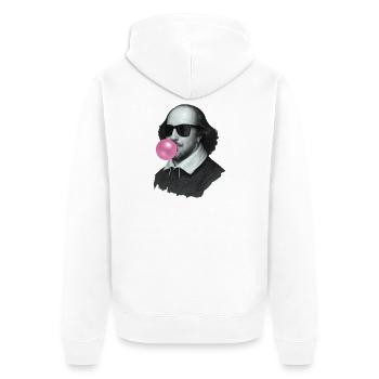 William Shakespeare mit Kaugummi und Sonnenbrille - Unisex Premium Bio Zip Hoodie - Weiß - Hinten - Thijin (182cm)