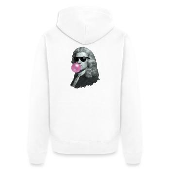 Isaac Newton mit Kaugummi und Sonnenbrille - Unisex Premium Bio Zip Hoodie - Weiß - Hinten - Thijin (182cm)