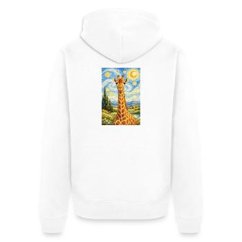 Giraffe im Sternennacht-Stil - Unisex Premium Bio Zip Hoodie - Weiß - Hinten - Thijin (182cm)