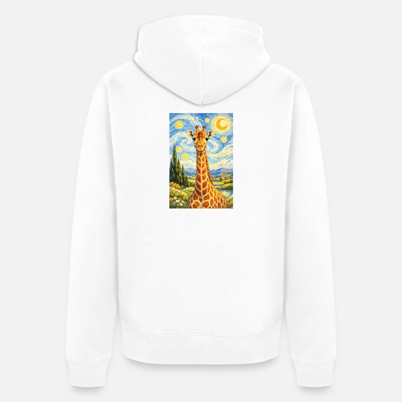 Girafe de style Nuit étoilée - Veste à capuche bio Premium Unisexe - blanc