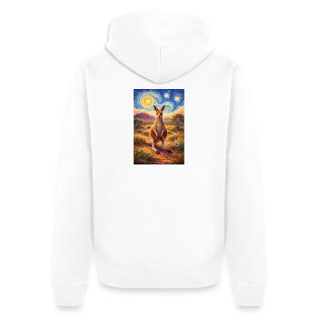 Kangaroo under Starry Night - Unisex Premium Organic Zip Hoodie - white - Back - Thijin (182cm)