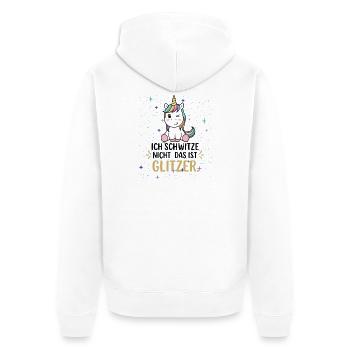 Einhorn Schwitze Nicht Das Ist Glitzer Sport Gym - Unisex Premium Bio Zip Hoodie - Weiß - Hinten - Thijin (182cm)