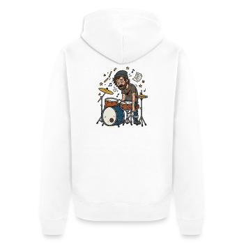 Schlagzeuger Müde Musiker Humor - Unisex Premium Bio Zip Hoodie - Weiß - Hinten - Thijin (182cm)