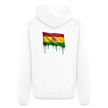 Bolivien Flagge Tropfen - Unisex Premium Bio Zip Hoodie - Weiß - Hinten - Thijin (182cm)