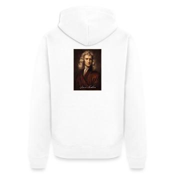 Isaac-Newton Porträt - Unisex Premium Bio Zip Hoodie - Weiß - Hinten - Thijin (182cm)