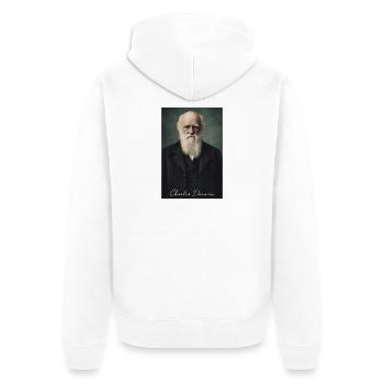Charles Darwin Porträt - Unisex Premium Bio Zip Hoodie - Weiß - Hinten - Thijin (182cm)