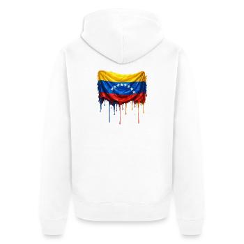 Venezuela Drop Flag - Unisex Premium Organic Zip Hoodie - white - Back - Thijin (182cm)