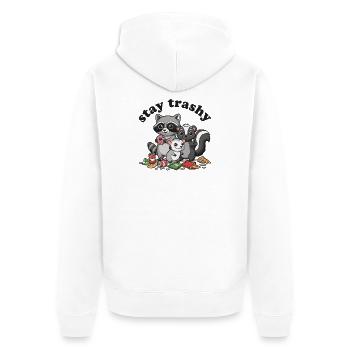 Stay Trashy Raccoon Opossum Skunk - Unisex Premium Organic Zip Hoodie - white - Back - Thijin (182cm)