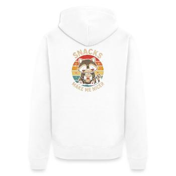 Raccoon Snacks Machen Mich Netter Waschbär Hunger - Unisex Premium Bio Zip Hoodie - Weiß - Hinten - Thijin (182cm)