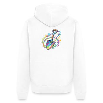Farbexplosion Gartenschaufel Illustration - Unisex Premium Bio Zip Hoodie - Weiß - Hinten - Thijin (182cm)