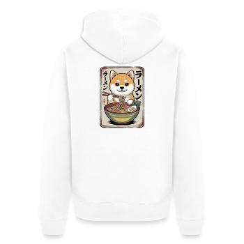 Shiba Inu Ramen Bowl - Unisex Premium Organic Zip Hoodie - white - Back - Thijin (182cm)