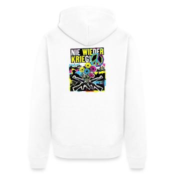 Spruch Gegen Krieg Für Frieden - Unisex Premium Bio Zip Hoodie - Weiß - Hinten - Thijin (182cm)