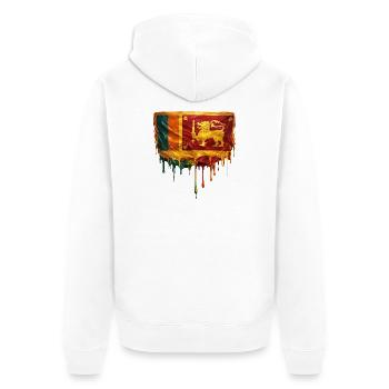 Sri Lanka Flagge in fließender Farbwelt - Unisex Premium Bio Zip Hoodie - Weiß - Hinten - Thijin (182cm)
