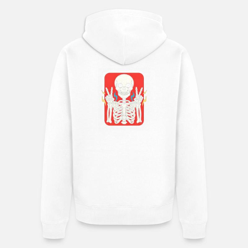 Signe de paix squelette sur rouge - Veste à capuche bio Premium Unisexe - blanc