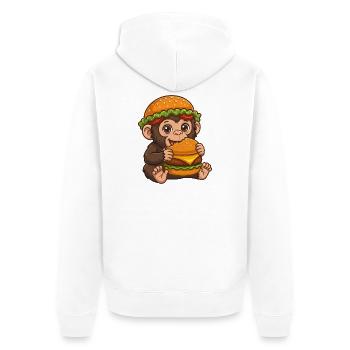 Singe mignon avec motif de dessin animé de burger - Veste à capuche bio Premium Unisexe - blanc - Dos - Thijin (182cm)