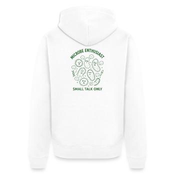 Nur Mikroben-Talk | Mikrobiologie Humor - Unisex Premium Bio Zip Hoodie - Weiß - Hinten - Thijin (182cm)