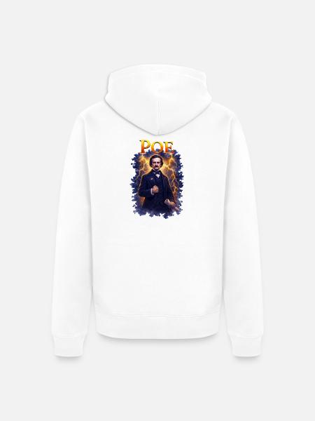 Edgar Allan Poe Portrait - Unisex Premium Organic Zip Hoodie - white