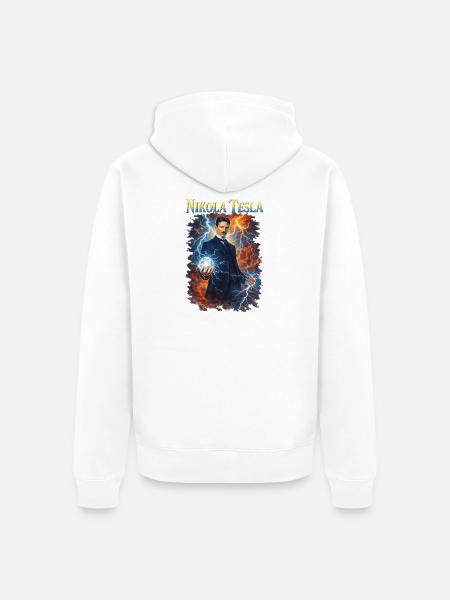 Nikola Portrait - Unisex Premium Organic Zip Hoodie - white