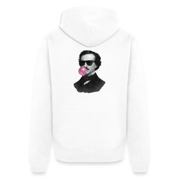 Edgar Allan Poe avec du chewing-gum et des lunettes de soleil - Veste à capuche bio Premium Unisexe - blanc - Dos - Thijin (182cm)