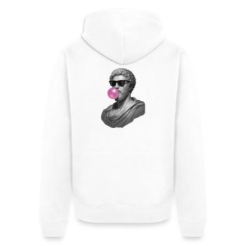 Marcus Aurelius with chewing gum and sunglasses - Unisex Premium Organic Zip Hoodie - white - Back - Thijin (182cm)