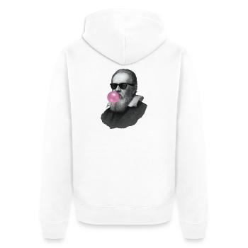 Galileo Galilei mit Kaugummi und Sonnenbrille - Unisex Premium Bio Zip Hoodie - Weiß - Hinten - Thijin (182cm)