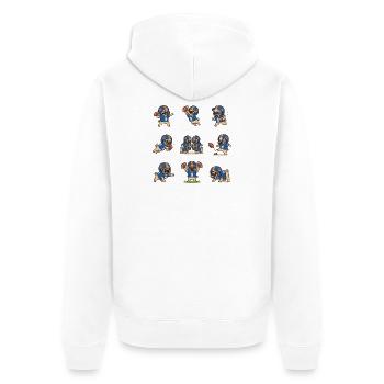 Suesser Mops Football Spieler Touchdown - Unisex Premium Bio Zip Hoodie - Weiß - Hinten - Thijin (182cm)