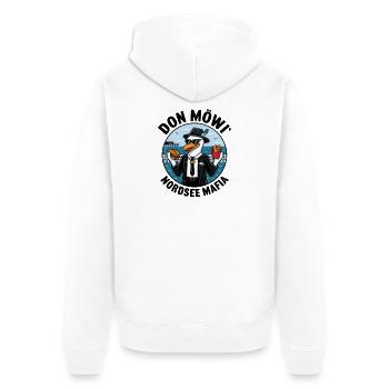  Don Möwi Nordsee Mafia Möwe Gangster Burger - Unisex Premium Bio Zip Hoodie - Weiß - Hinten - Thijin (182cm)