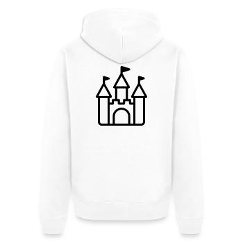 Burg - Unisex Premium Bio Zip Hoodie - Weiß - Hinten - Thijin (182cm)