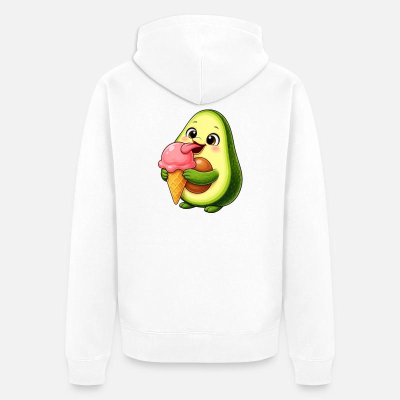 Dessin animé Avocat sucré avec glace - Veste à capuche bio Premium Unisexe - blanc