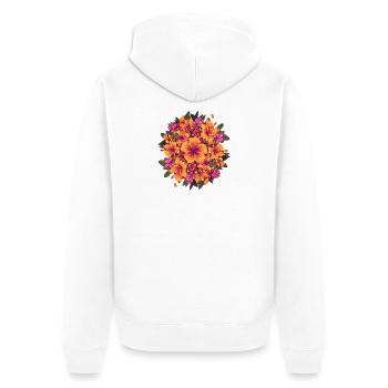 Tropischer Hibiskus Kreis - Unisex Premium Bio Zip Hoodie - Weiß - Hinten - Thijin (182cm)