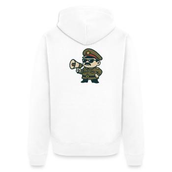 Retro Sergeant Megaphone - Unisex Premium Organic Zip Hoodie - white - Back - Thijin (182cm)